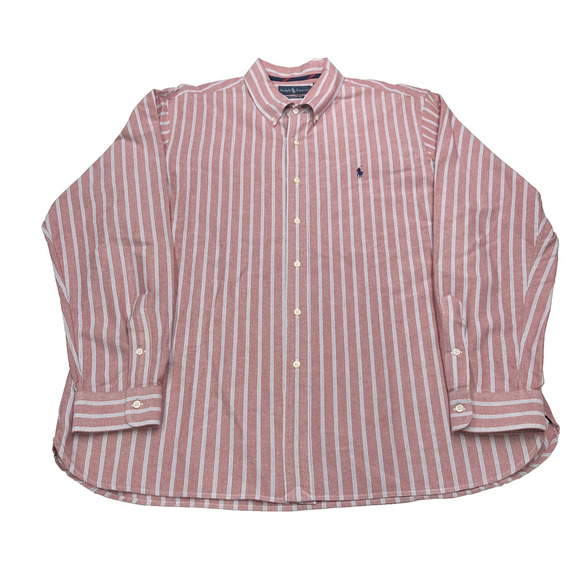 Vintage Ralph Lauren Mens Custom Fit Long Sleeve XXL Button Down Pink Preppy - Picture 3 of 11
